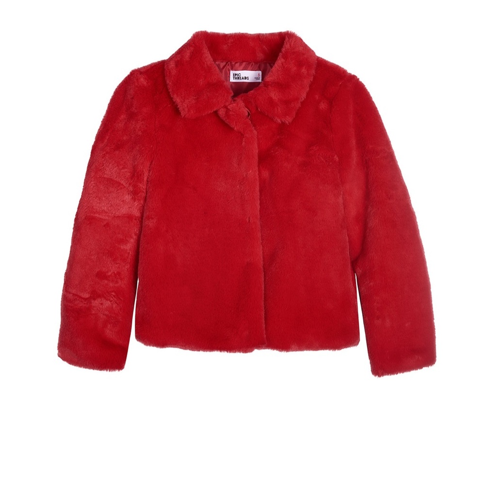 Epic Threads Red Faux Fur Kids Puffer Jacket